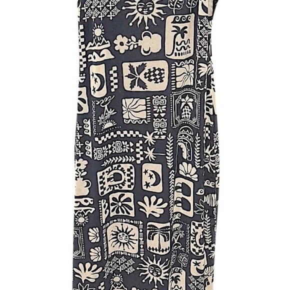 See You Monday Black and Cream Maxi Dress LARGE pit to pit 15in length 52in - Picture 7 of 7